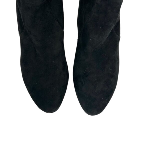 Stuart Weitzman Ledyland Black Suede Leather Tie Back Over the Knee Heeled Boots - Picture 3 of 11